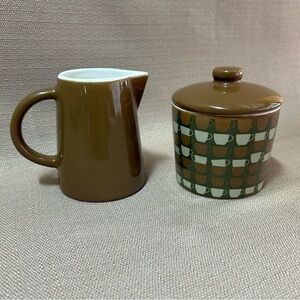 Alfred Sung Home Retro Style Cream & Sugar Set - Brown